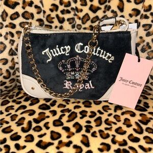 Juicy Couture Black and Cream Shoulder Bag with Iconic Logo
